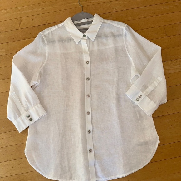 CHICO'S classic linen 3/4 sleeve blouse, 1(8) , G1022 - Picture 2 of 4